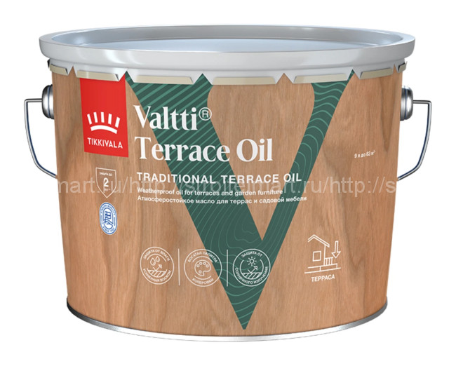 Tikkivala Valtti Terrace Oil (Валтти масло) атмосферостойкое масло для террас и садовой мебели 9 л.
