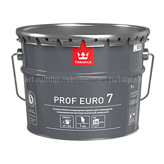 Краска Tikkurila Prof Euro 7 (Проф Евро 7) А / краска интерьерная суперстойкая для помещений с повышенной эксплуатационной нагрузкой 2,7л